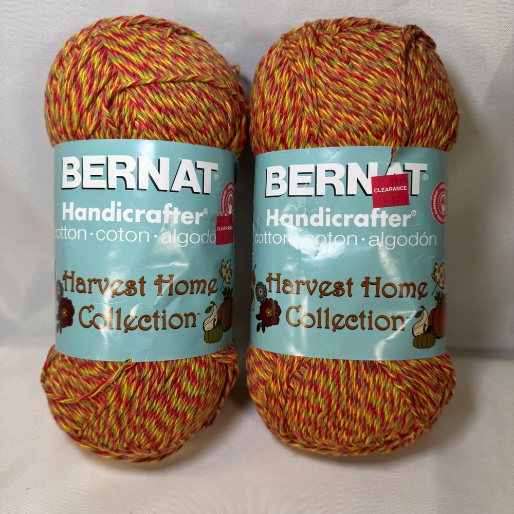 2 Bernat Handicrafter Cotton Yarn Harvest Home Collection Harvest Medley Med 4